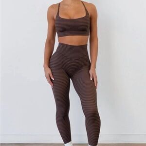 Brown Striped Women's activewear set